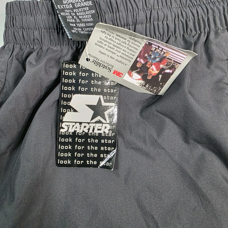 Calça joggers vintage Starter micro poli reflexiva Scotlite masculina tamanho XL cinza nova na caixa - Imagem 2 de 4