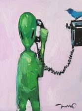 Jose Trujillo Art PRINT 16x20 Collectible Artist Painting Alien Phone