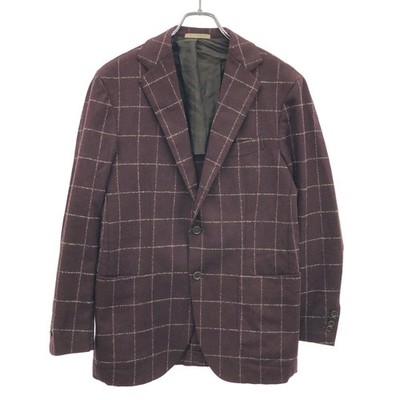 De Petrillo Wool Check Tailored Jacket TW18194F Burgundy 48 Used