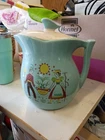 VINTAGE 1960s McCOY Dutch Harvest Farmers Light Blue PITCHER