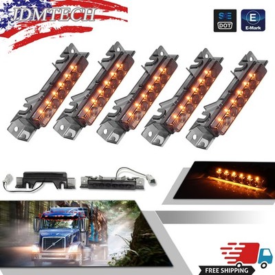 5X 6 LED cab marker top roof running lights for 2003-up Volvo VN/VNL Truck smoke