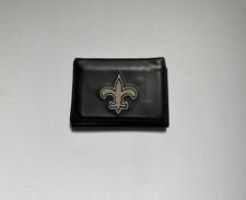 New Orleans Saints NFL Embroidered Leather Tri-fold Black Wallet