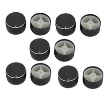 10pcs 6mm Hole Dia Round Lamp Dimmer Rotary Switch Knob Control Cap Black