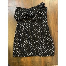 Zara Black and White Polka Dot Strapless Mini Cocktail Dress