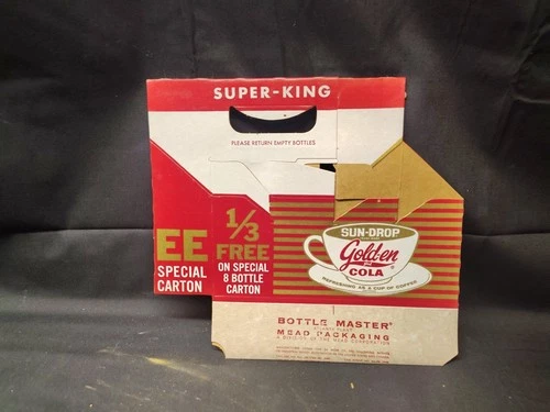 Vintage Sundrop Golden Girl Cola 8 Pack Cardboard Carrier New Old Stock