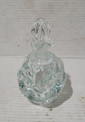 Vtg Clear Glass Heavy Decanter Aseda Thumbprint Style with Stopper Swedish