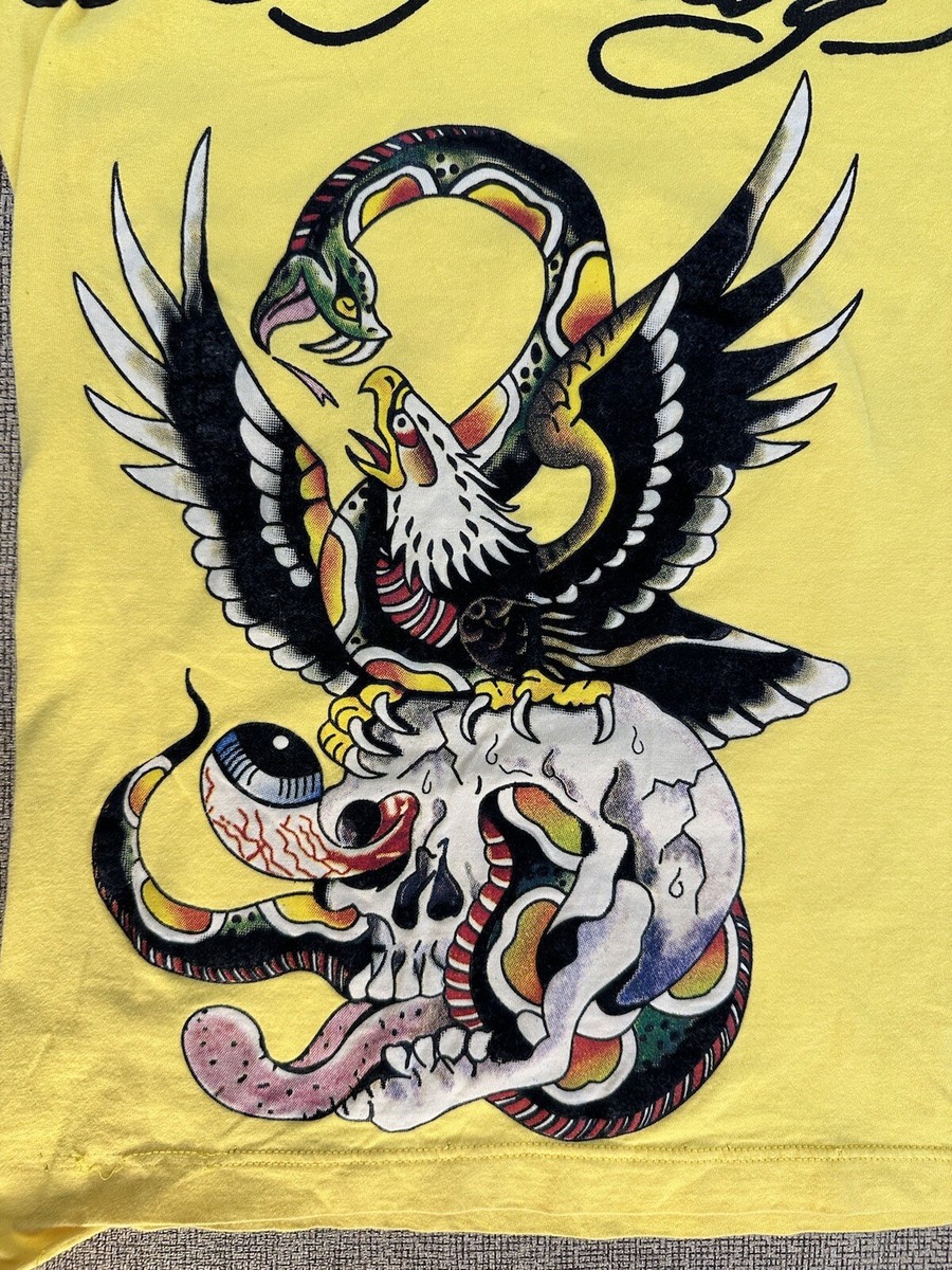 【Ed Hardy】 Tシャツ 半袖 イーグル スネーク 白 ロゴ Eagle Snake Throwback Graphic Tee