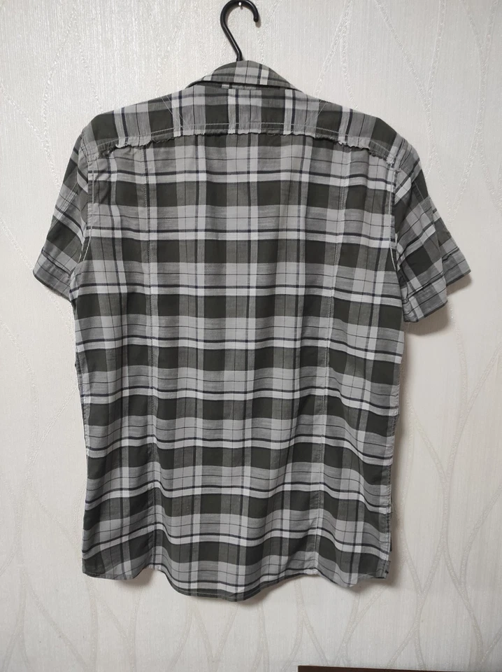 Diesel Vintage Grey Checked Short Sleeve Mens Shirt Size L - Image 3 of 4