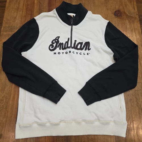 Lucky Brand Indian Motorcycle Jersey Sweatshirt 1/4 Zip Pullover Spirit Lake - L