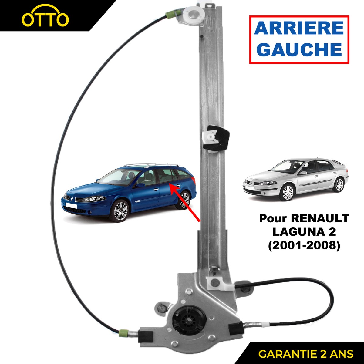 Lève-vitre électrique Arrière Gauche Pour Renault Laguna 2 Phase 2 (2001) - Référence 8200485201 - Occasion En Bon état