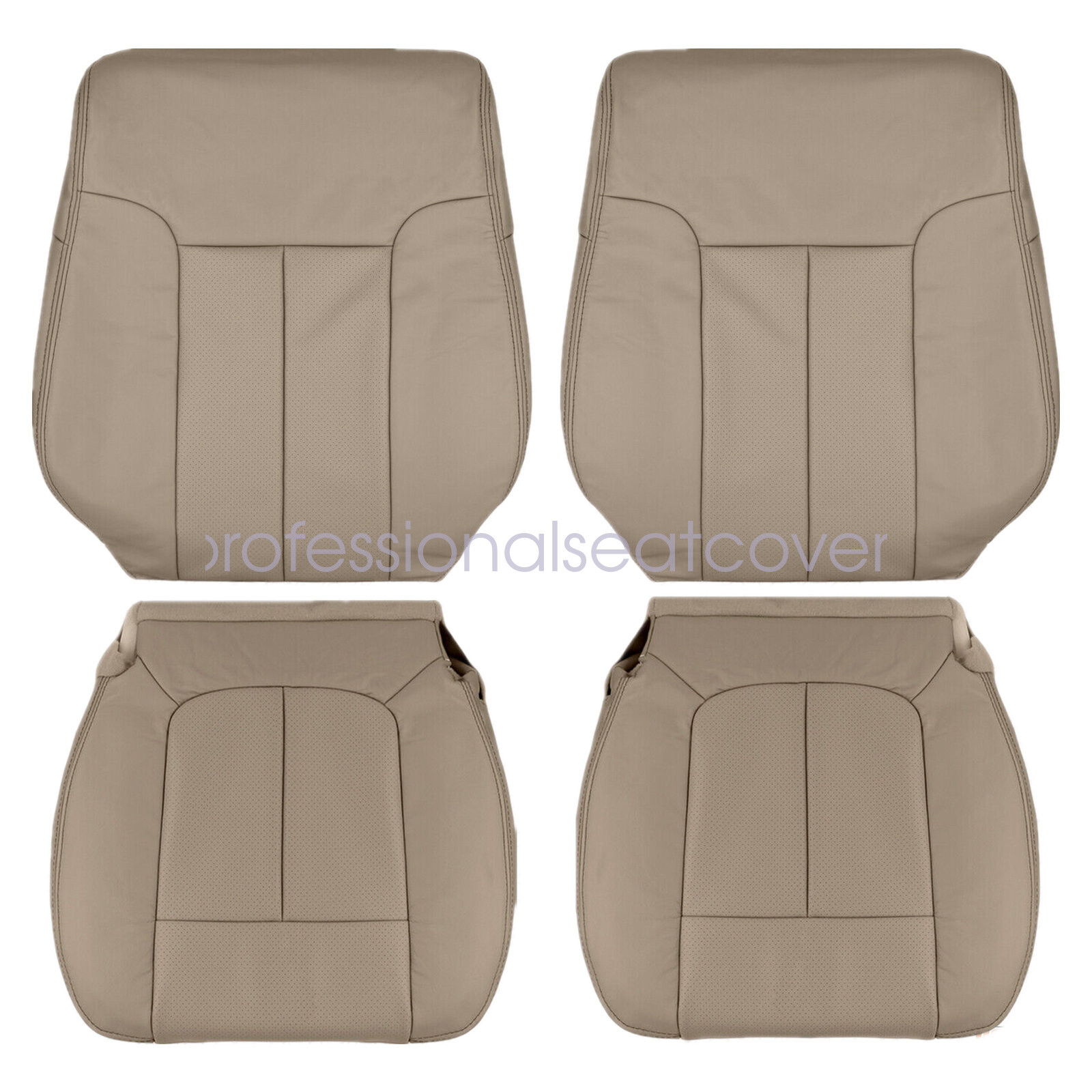 Driver & Passenger PERFORATED Leather SEAT COVER Tan For 09-14 Ford F150 Lariat
