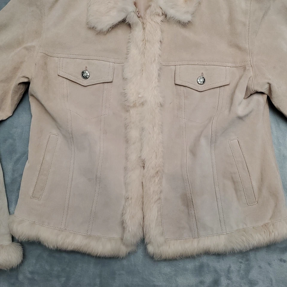 Chaqueta Penny Lane De Colección Para Mujer Grande Rosa Cuero Genuino Forrada De Piel Años 90 Y2K  Foto 2 de 4