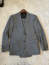 John Varvatos Bedford 2 Piece Suit Separates Cotton Wool Grey Black 38s Short 30