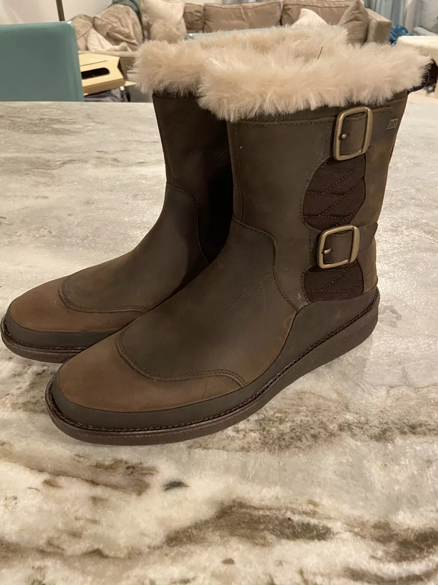 Merrell Women s Tremblant Ezra Buckle Polar Leather Boots Brown Sz 8 Waterproof