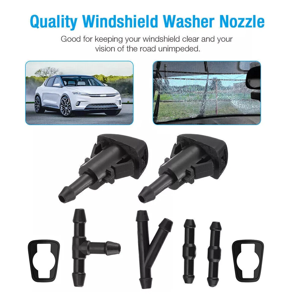 Car Windshield Wiper Washer Squirter Nozzle Spray Jet Kit Fluid Hose Universal - Image 4 of 4