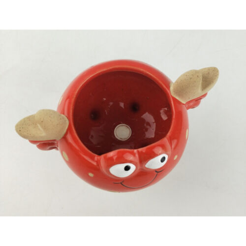 Urban Crab 9cm Ceramic Planter Home/Garden Ornament Display Plant Pot Medium Red - Picture 2 of 2