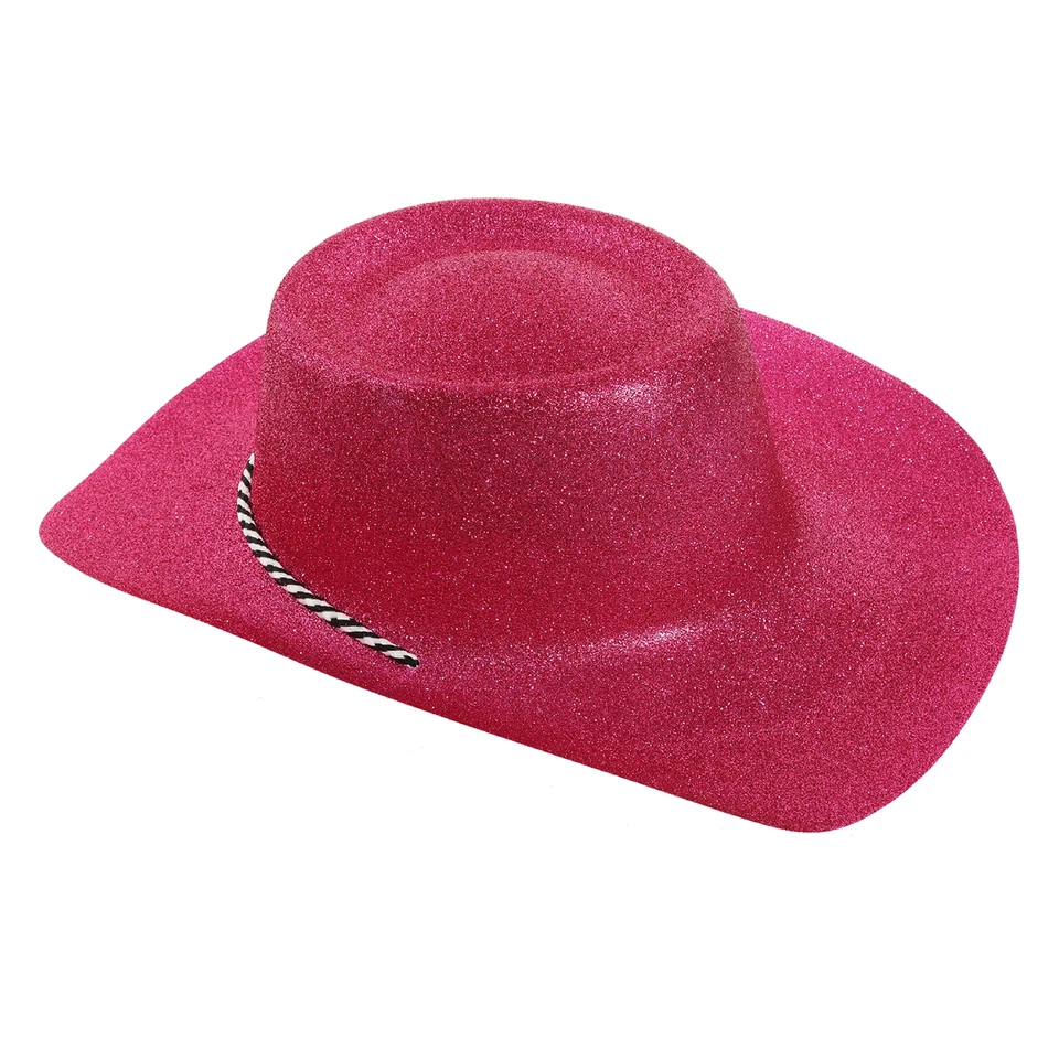 12 X GLITTER COWBOY HAT WILD WEST COWGIRL HEN STAG PARTY HOLIDAY CHOOSE COLOUR - Image 4 of 4