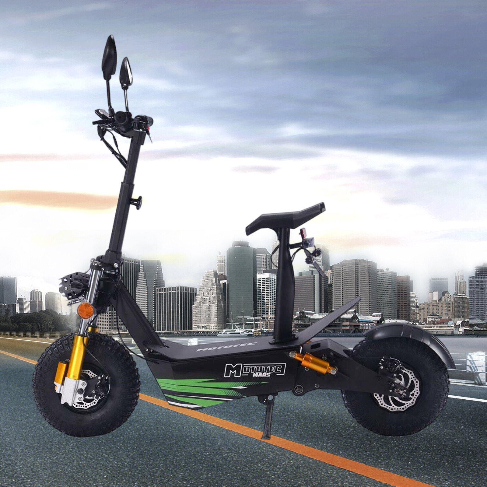 60V 3500W Electric Scooter Folding 30Ah Lithium Fat Wheels Black For Adult 202xh