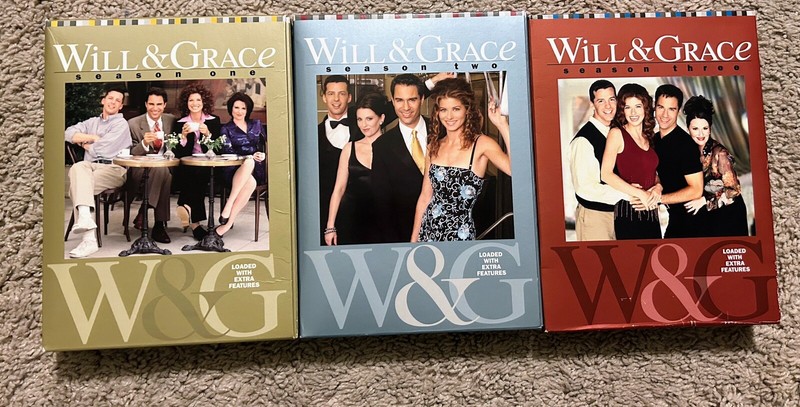 Will & Grace Seasons 1-3 DVD. 12 discs total - Like New.