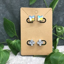 4 PC Matching Clip-on Non Pierced Earrings Set Gold-Tone New Free Ship 4775