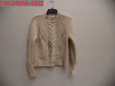 Stain BananaRepublic Women CreamWhite Cashmere CableKnit Sweater XS 500076903651