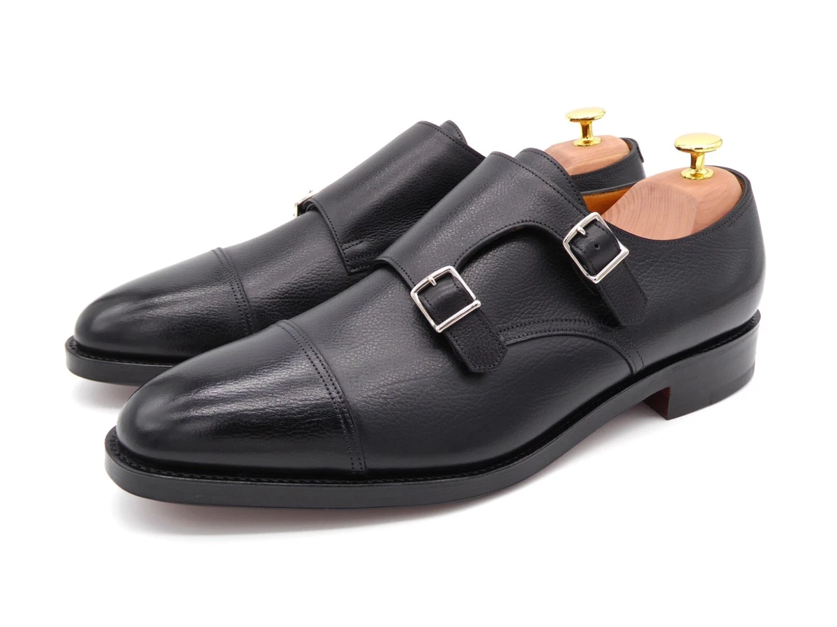 UK 10,5 EE - John Lobb William Black Buffalo Calf Double Monk