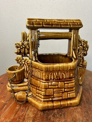 Vintage McCoy Pottery Wishing Well Planter Oh Wishing Well Grant a Wish To Me