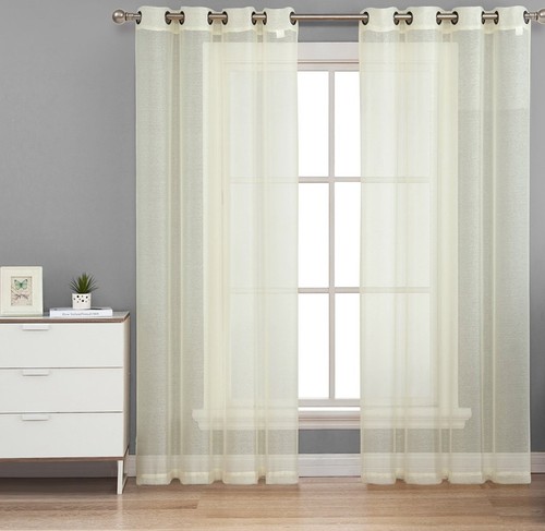 2PC GROMMET SOLID VOILE SHEER PANEL WINDOW CURTAIN TREATMENT DRAPE NEW DECOR - Picture 10 of 28