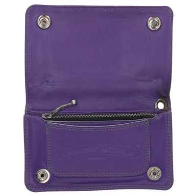 Chrome Hearts 1Zip 1 Zip Star Button Leather Wallet Purple Silver 