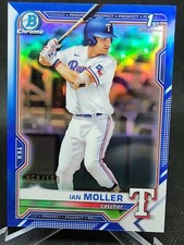 2021 Bowman Draft Chrome 1st Ian Moller Rangers true Blue 58/150 RC Prospect