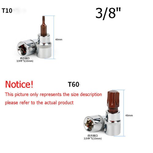 Hex Torx Star & Spline BIT Socket Set 3/8" & 1/2"dr Long & Short Reach Allen Key - Picture 7 of 11