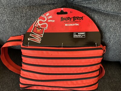 Angry Birds RED Zipit Messenger Bag One Long Zipper Unzip Your