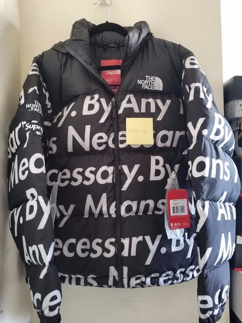 supreme the north face by any means nuptse jacket black