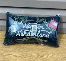 St. Nicholas Square Merry Christmas Rectangle Green Pillow NWT