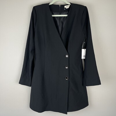 amazon black formal plus size dresses Zapaka Women Black Blazer Dress with Slit Peak Lapel Double Breasted Business Outfit, Black / 2XL