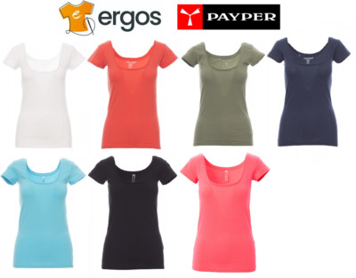 PAYPER FLORIDA T-Shirt eckiger Ausschnitt Kurzarm Damen Baumwolle Shirt