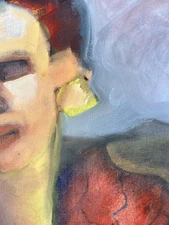 Dynamic Retro Expressionist Painting 24x30" Art Woman Fashion Statement 80s Mood