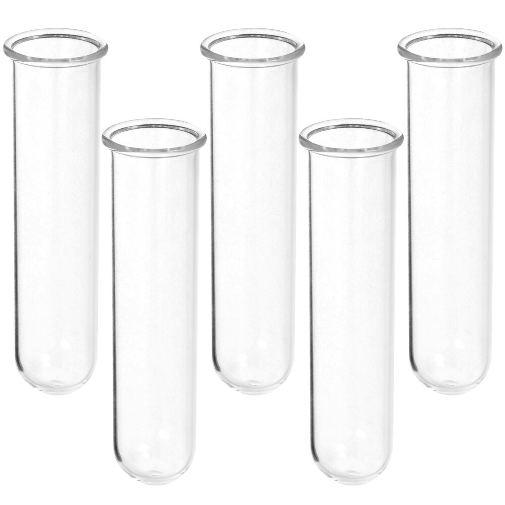 5 Clear Glass Test Tube Vases for Flowers Home or Office Decor