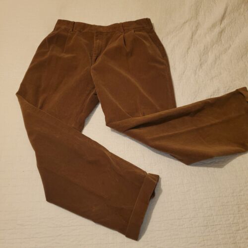 Men's Tan Corduroy Pants 34x29 Cuffed and Pleated… - image 1