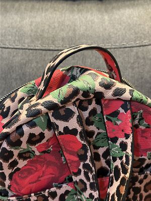 BETSEY JOHNSON SMALL BACKPACK PURSE BAG LEOPARD WITH ROSES  display picture 3