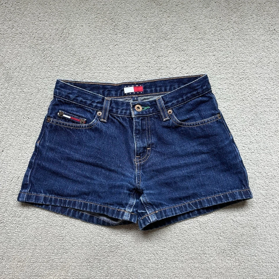 Vintage 2002 Tommy Hilfiger Womens Jill Denim Shorts Blue Tommy Jeans Size 24 - Image 1 of 4