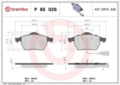 BREMBO Bremsbelagsatz Scheibenbremse PRIME P 85 026 für 100 A6 AUDI C4 4A5 4A2