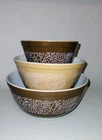 Vintage Pyrex Woodland Nesting Mixing Bowls 401 402 403 Set Of 3 Brown Tan
