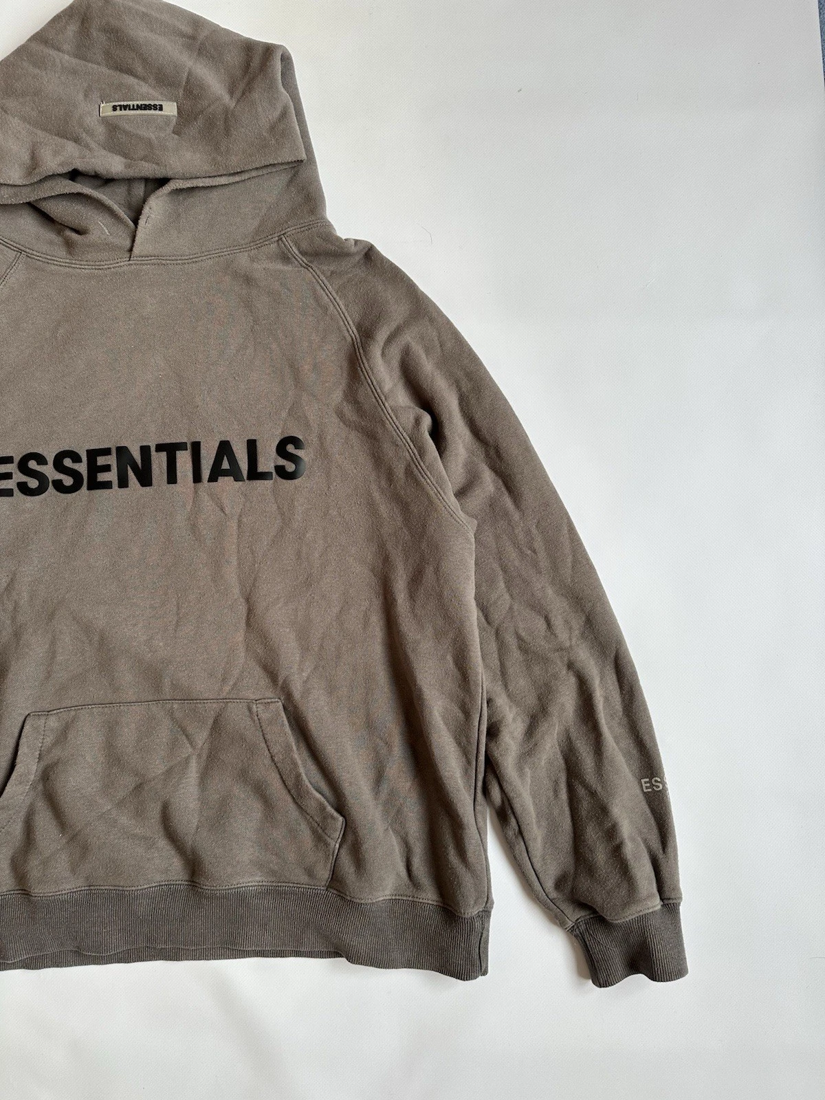 Felpa con cappuccio Essentials Fear Of God grande logo uomo marrone taglia S streetwear rara hype