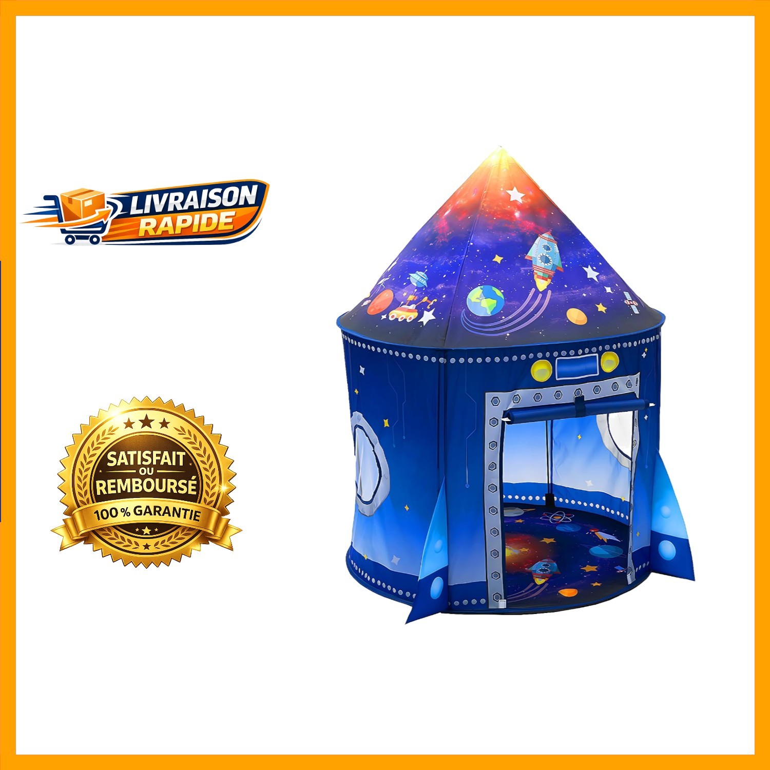 Tente de jeu fusée grand format pour cabane de jardin et salon
