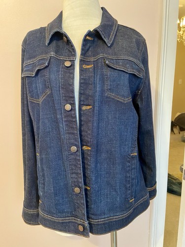 Eileen Fisher, Eileen Fisher Organic Cotton Indigo Denim Jacket Large