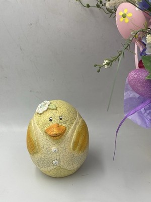 DARLING YELLOW Wobble EASTER EGG Adorned W/VEST & Cap 6  X 4.5 