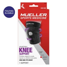 Mueller 4 Way Adjustable Knee Brace, Black, One Size Fits Most