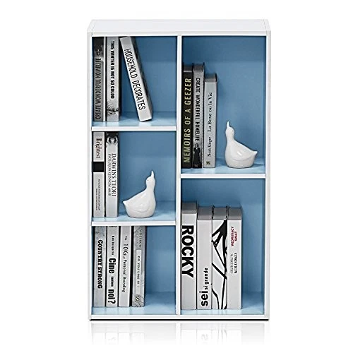 FURINNO LUDER 5-CUBE BOOKSHELF, REVERSIBLE BOOKCASE, 9.4" x 19.5" x 31.5" - BLUE - Image 4 of 4