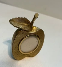 TED ARNOLD Solid Brass Apple Mini Picture Frame Paperweight MCM Vintage